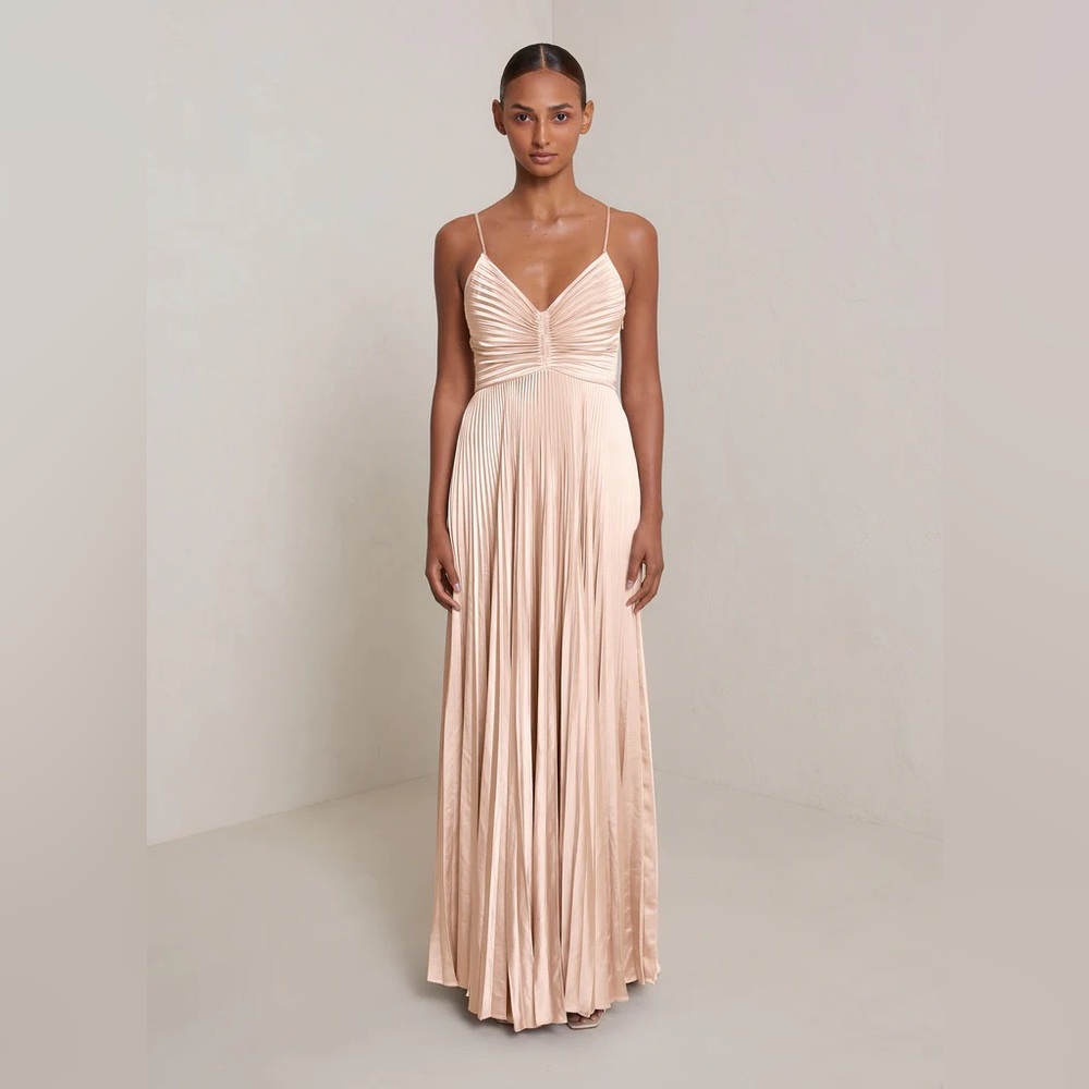 ALC Aries Satin Pleated Dress Color Cala Cream